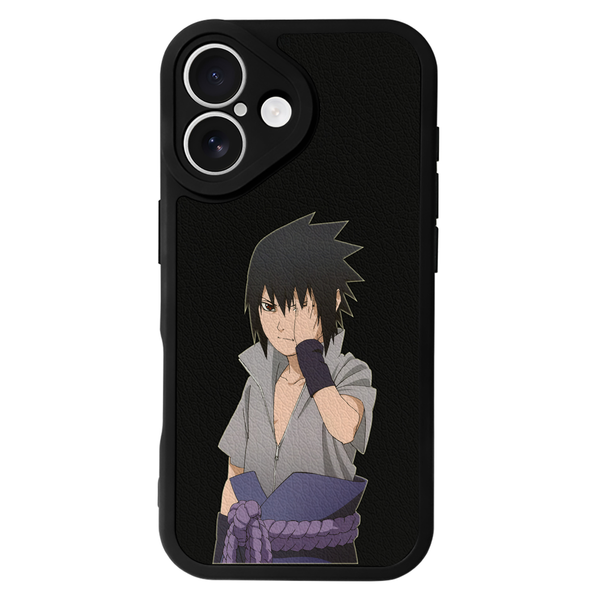 （画像用） NARUTO -ナルト- うちは サスケ Uchiha Sasuke 【iPhone 16シリーズ対応】シリコンスマホケース（レザー調） 材質：シリコン
